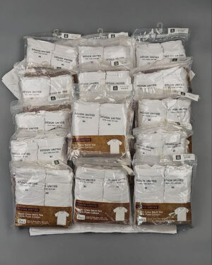 Футболка белая муж Корея 085 - Сток оптом